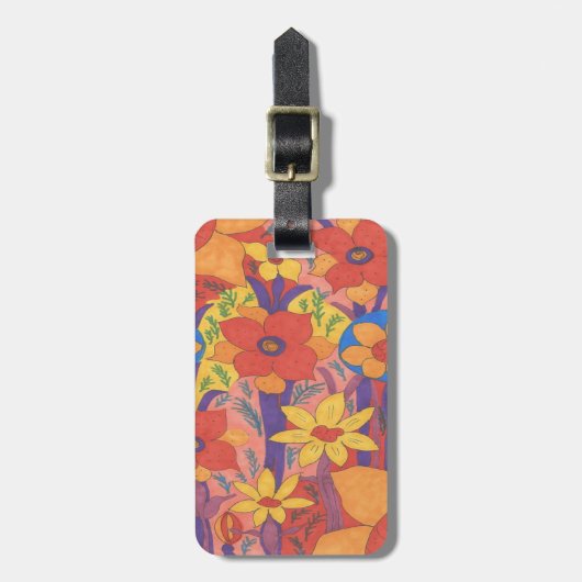 Bold Bohemen Oranje Garden Print Bagagelabel (Voorkant verticaal)