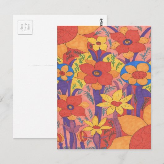 Bold Bohemen Oranje Garden Print Briefkaart (Voorkant / Achterkant)