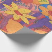 Bold Bohemen Oranje Garden Print Cadeaupapier (Hoek)