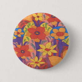 Bold Bohemen Oranje Garden Print Ronde Button 5,7 Cm