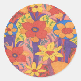 Bold Bohemen Oranje Garden Print Ronde Sticker