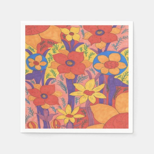 Bold Bohemen Oranje Garden Print Servetten (Voorkant)