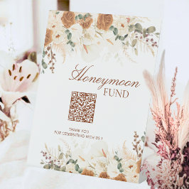 Bold Bohemian Calla Lilies Honeymoon Fund Sign Reclamebord Met Voetstuk