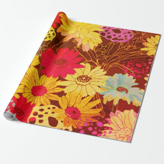 Bold Bohemian Floral Cadeaupapier (Uitgerold)