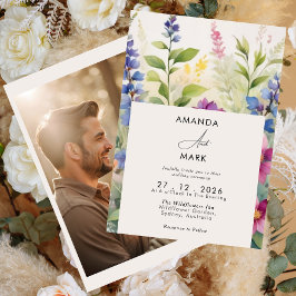 Bold Bohemian Kleurrijke Wildflower Unieke bruilof Kaart