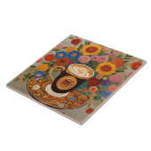 Bold Boho Bloemen Monogram Koffiebeker Tegeltje (Zijkant)