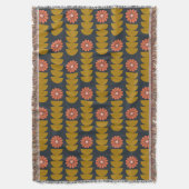 Bold Boho Botanical Geometric Blue Gold Deken (Voorkant Verticaal)