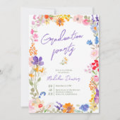 Bold Boho Bright Wildflower Photo Graduation Kaart (Voorkant)