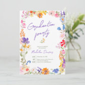 Bold Boho Bright Wildflower Photo Graduation Kaart (Staand voorkant)