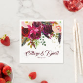 Bold Boho Burgundy Floral Wedding Persoonlijk Servet (Insitu)