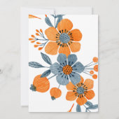 Bold Boho Floral Oranje Blue Wedding Kaart (Achterkant)