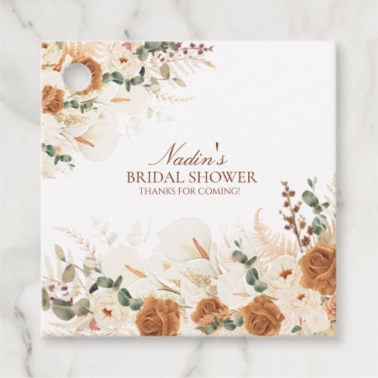 Bold Boho Ivory Calla Lilies Square Bedankjes Labels (Voorkant)