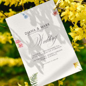 Bold Boho Roze Chic Wildflower Unieke bruiloft Kaart