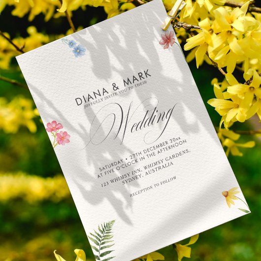 Bold Boho Roze Chic Wildflower Unieke bruiloft Kaart