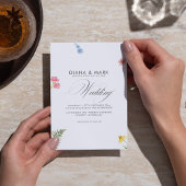 Bold Boho Roze Chic Wildflower Unieke bruiloft Kaart