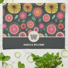 Bold Boho Scandi Folk Flowers Monogram