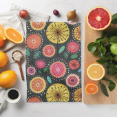 Bold boho Scandi volksbloem patroon Theedoek