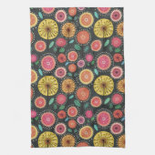 Bold boho Scandi volksbloem patroon Theedoek (Verticaal)