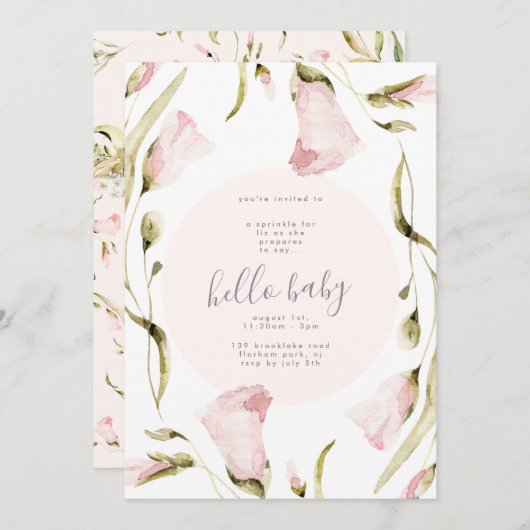 Bold Boho Wildflower Garden Hallo Baby shower Kaart (Voorkant / Achterkant)