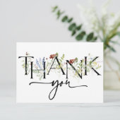 Bold Boho Wildflower Waterverf Hartelijk dank Bedankkaart (Staand voorkant)