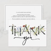 Bold Boho Wildflower Waterverf Hartelijk dank Bedankkaart (Voorkant / Achterkant)