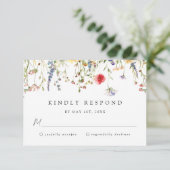 Bold Boho Wildflower Wedding RSVP Card (Staand voorkant)