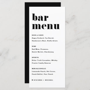 Bold Bold Retro Typography Wedding Bar Menu