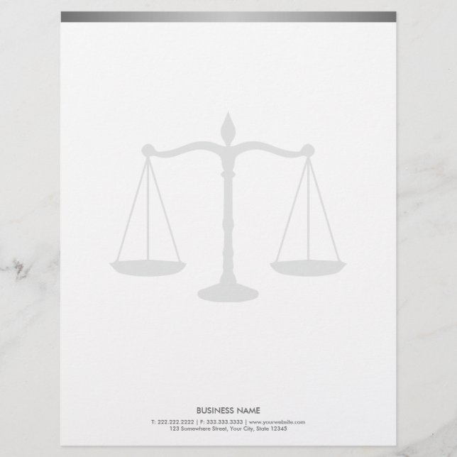 Bold Border Scale of Justice Attorney Letterhead Gepersonaliseerd Briefhoofd (Voorkant)