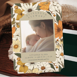 Bold Botanical Herfst 2 Fotogeboorteaankondiging Kaart