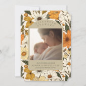 Bold Botanical Herfst 2 Fotogeboorteaankondiging Kaart (Voorkant)