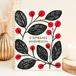 Bold Botanicals Aangepaste naam Planner<br><div class="desc">Omarm de levendige energie van natuur met deze opvallende planner. Vette zwarte bladeren en karmozijnrode bessen dansen over het romige canvas en creëren een ontwerp dat zowel modern als tijdloos is. Stel je voor dat je je dromen en afspraken noteert te midden van deze botanische symfonie. Personaliseer het met jouw...</div>