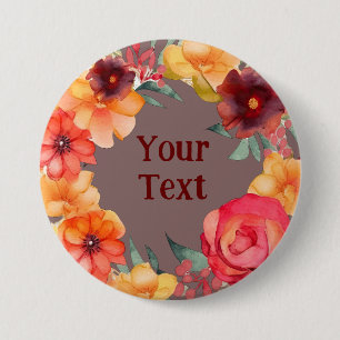 Bold Bourgondië Bloemkrans revers Statement Stuk Ronde Button 7,6 Cm