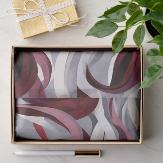 Bold Bourgondische penseelstreken op grijze achter Tissuepapier (Geschenk)