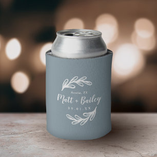 Bold Branch Wedding Monogram Dusty Blue Blikjeskoeler