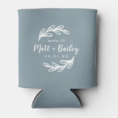 Bold Branch Wedding Monogram | Dusty Blue Blikjeskoeler (Voorkant)