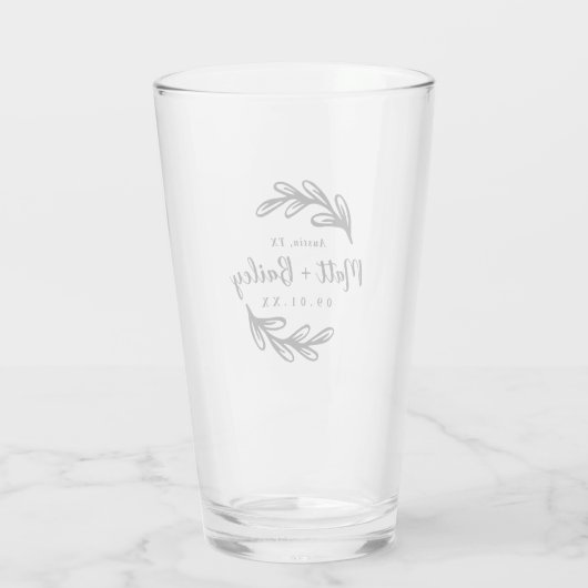 Bold Branch Wedding Monogram Glas (Achterkant)