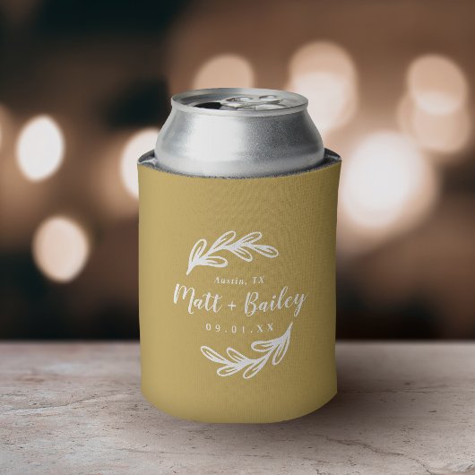 Bold Branch Wedding Monogram | Mustard Yellow Blikjeskoeler