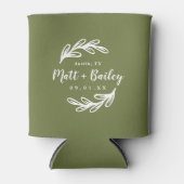 Bold Branch Wedding Monogram | Olijfgroen Blikjeskoeler (Voorkant)