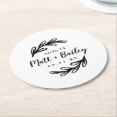 Bold Branch Wedding Monogram Ronde Kartonnen Onderzetter (Gebogen)
