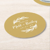 Bold Branch Wedding Monogram Rondpapier Onderzette Ronde Kartonnen Onderzetter (Gebogen)