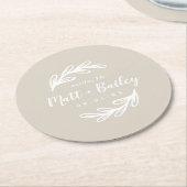 Bold Branch Wedding Monogram Rondpapier Onderzette Ronde Kartonnen Onderzetter (Gebogen)