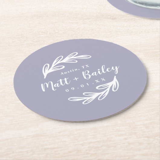 Bold Branch Wedding Monogram Rondpapier Onderzette Ronde Kartonnen Onderzetter (Gebogen)