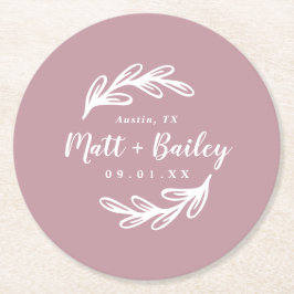 Bold Branch Wedding Monogram Rondpapier Onderzette Ronde Kartonnen Onderzetter
