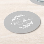 Bold Branch Wedding Monogram Rondpapier Onderzette Ronde Kartonnen Onderzetter (Gebogen)