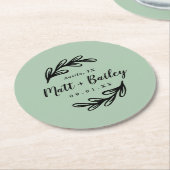 Bold Branch Wedding Monogram Rondpapier Onderzette Ronde Kartonnen Onderzetter (Gebogen)