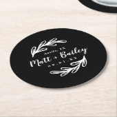 Bold Branch Wedding Monogram Rondpapier Onderzette Ronde Kartonnen Onderzetter (Gebogen)