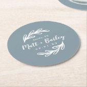 Bold Branch Wedding Monogram Rondpapier Onderzette Ronde Kartonnen Onderzetter (Gebogen)