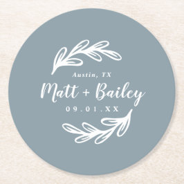 Bold Branch Wedding Monogram Rondpapier Onderzette Ronde Kartonnen Onderzetter