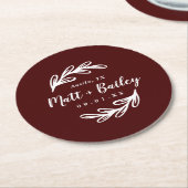 Bold Branch Wedding Monogram Rondpapier Onderzette Ronde Kartonnen Onderzetter (Gebogen)