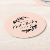 Bold Branch Wedding Monogram Rondpapier Onderzette Ronde Kartonnen Onderzetter (Gebogen)
